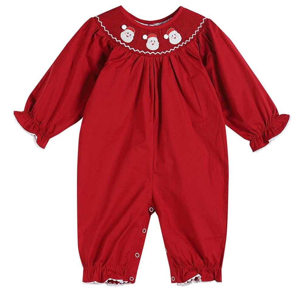 NWT Lil Cactus Santa Smocked Playsuit